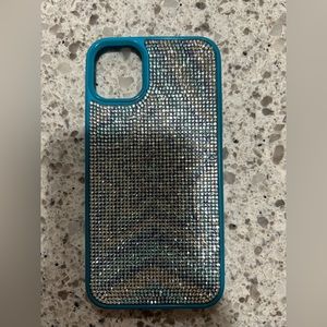 Blue and silver star rhinestone case